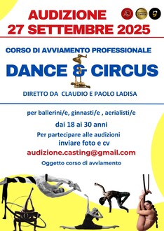 corso di avviamento professionale            DANCE e  CIRCUS 2025/26 Roma diretto da Claudio e Paolo Ladisa