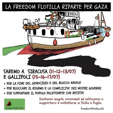 Convocazione Assemblea Sosteniamo la partenza della Freedom Flottilla da Gallipoli per Gaza