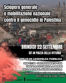 Sciopero generale e mobilitazione nazionale contro il genocidio in Palestina