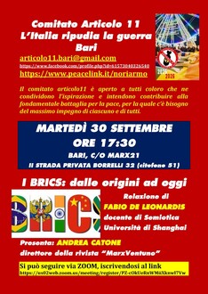 I BRICS DALLE ORIGINI AD OGGI - RELAZIONA FABIO DE LEONARDIS, UNIVERSITà DI sHANGHAI
