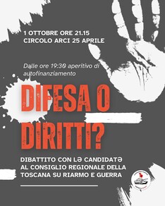 Coordinamento Fiorentino contro il Riarmo: confronto con i candidati e le candidate alle elezioni regionali della Toscana