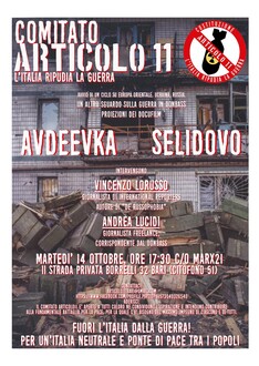 UN ALTRO SGUARDO SULLA GUERRA IN DONBASS:  PROIEZIONE DEI DOCUFILM Avdeevka (31’) e Selidovo (26’)