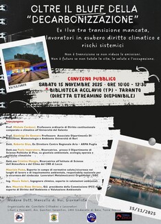 CHE COSA SIGNIFICA "DECARBONIZZAZIONE", CONVEGNO ALLA ACCLAVIO IL 15 NOVEMBRE"