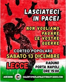 LASCIATECI IN PACE! Non vogliamo pagare le vostre guerre.