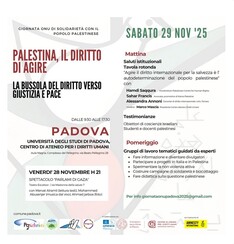 PALESTINA, IL DIRITTO DI AGIRE. Giornata ONU di solidarietà