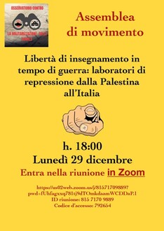 Assemblea online Osservatorio contro la militarizzazione delle scuole e delle università - Mobilitazione contro censura nelle scuole