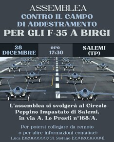 Assemblea contro il campo di addestramento per F-35 a Birgi