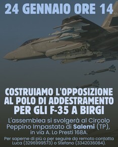 Costruiamo l'opposizione al polo di addestramento per gli F-35 a Birgi