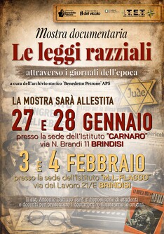 Mostra: le leggi razziali attraverso i giornali d'epoca. 27  e 28 gennaio