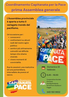 Foggia, il Coordinamento Capitanata per la pace chiama a raccolta il territorio: Prima Assemblea generale