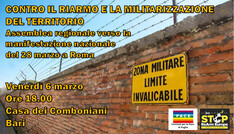 Contro il riarmo e la militarizzazione del territorio. Assemblea regionale verso la manifestazione nazionale del 28 marzo a Roma