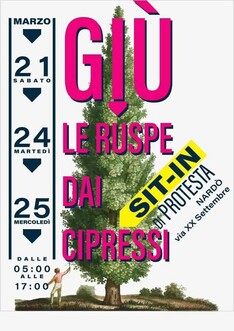 Sit In di protesta contro l'abbattimento dei cipressi di Via XX settembre a Nardò