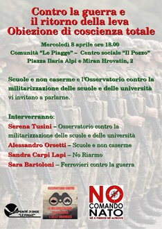 Contro la guerra e il ritorno della leva. Obiezione di coscienza totale