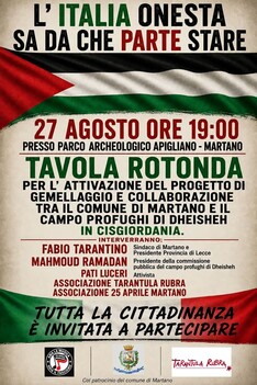 Gemellaggio MARTANO - CAMPO PROFUGHI DI DHEISHEH IN CISGIORDANIA