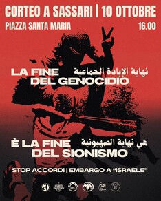 Sassari con la Palestina: Scendiamo in corteo - La fine del genocidio