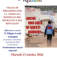 Veglia di Preghiera per la Giornata Mondiale del Migrante e del Rifugiato