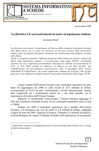 La Direttiva UE sui trasferimenti di armi e la legislazione italiana