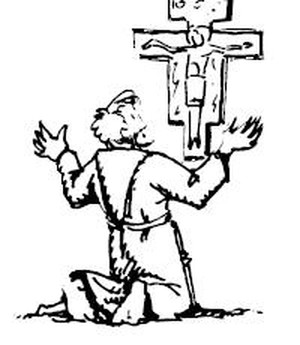 San Francesco in comteplazione davanti a Gesù Crocifisso