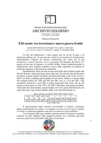 XXI secolo: tra terrorismo e nuova guerra fredda 