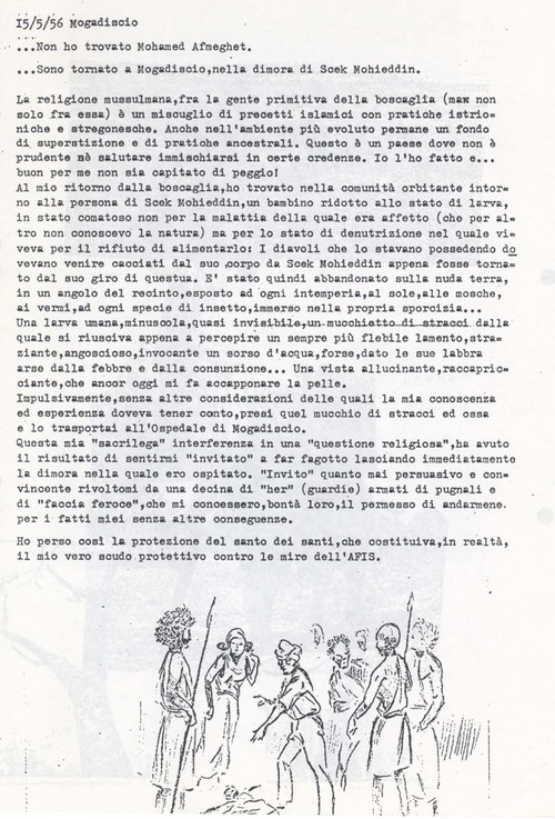 Diario. Sabbetta perde la protezione del Santone per aver commesso un sacrilegio per il salvataggio di un fanciullo  quasi morente (7° Alias Mohamed nella boscaglia somala) 