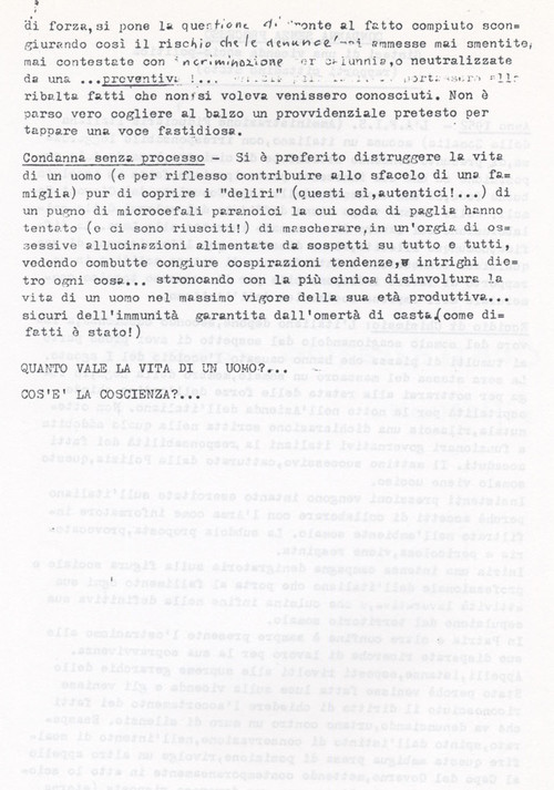 Diario. Condanna a vita senza processo pg. 2 (11° memoriale j'accuse)