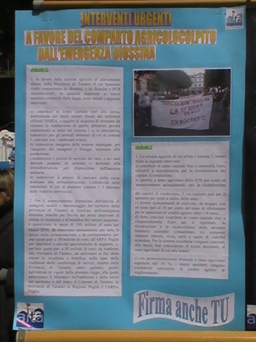 Interventi urgenti a favore del comparto agricolo colpito dall'emergenza diossina nella Provincia di Taranto. FIRMA ANCHE TU!