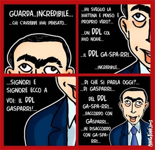 Eeeh, son soddisfazioni.  Vignetta di Mauro Biani ;  Mauro Biani weblog 