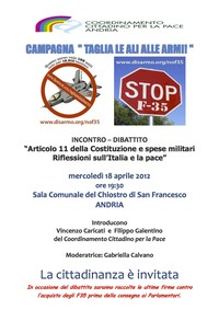 Articolo 11 della Costituzione e spese militari Riflessioni sull’Italia e la pace