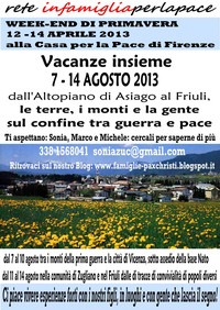 Vacanze della RETE INFAMIGLIA di Pax