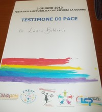 Attestato Boldrini Testimone di Pace