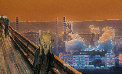 opera derivata dalle opere L'urlo di Edvard Munch e foto di sfondo di Luciano Manna