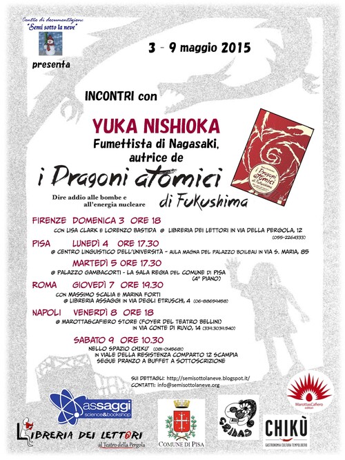 la locandina per tutti i 6 incontri di Yuka Nishioka in Italia