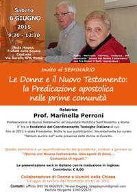 Le Donne e il Nuovo Testamento: la Predicazione apostolica ne le prime comunità