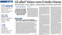 Gli affari armati? Volano verso il Medio Oriente