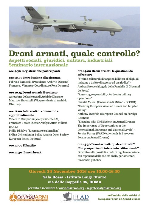 Programma definitivo - Droni armati, quale controllo?