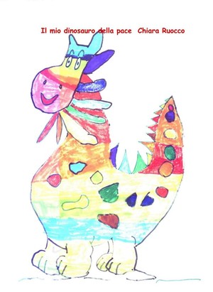 Mi chiamo Chiara, ho 5 anni  e vivo a Tortolì, in Sardegna.Mi fa piacere inviarvi la mia bandiera della pace, disegnata assieme a mio padre: un dinosauro vestito con i colori della pace.  Saluti affe