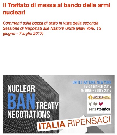 Commento testo base Trattato messa al bando armi nucleari 