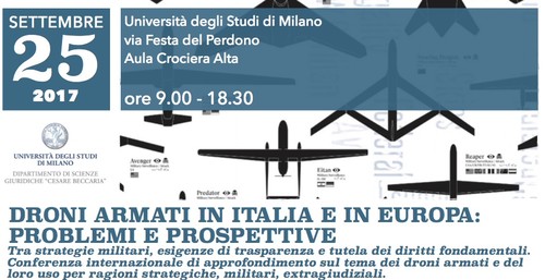 Droni armati anche in Italia: il 25 settembre una conferenza a Milano 