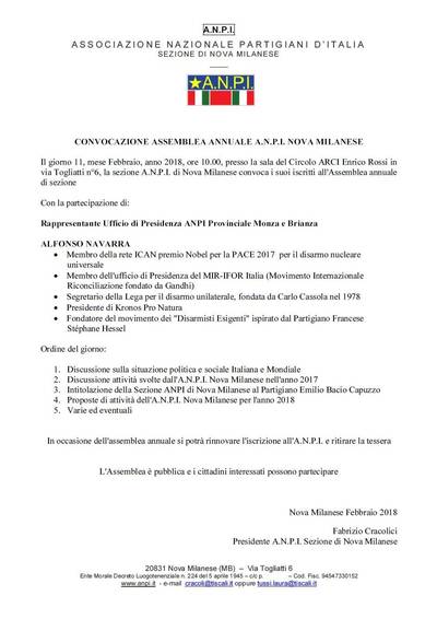 Assemblea sezione ANPI Nova Milanese 2018