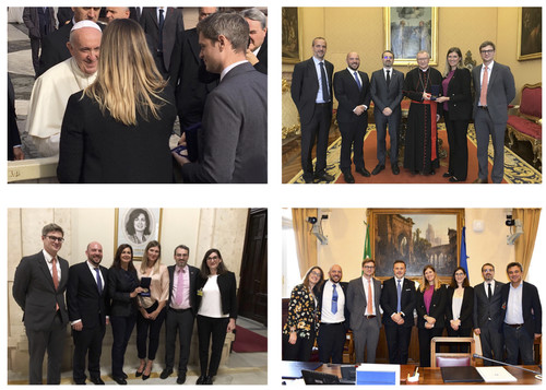 Incontri a Roma ICAN novembre 2019 Papa Francesco, Card. Pietro Parolin, Laura Boldrini, Gianluca Rizzo