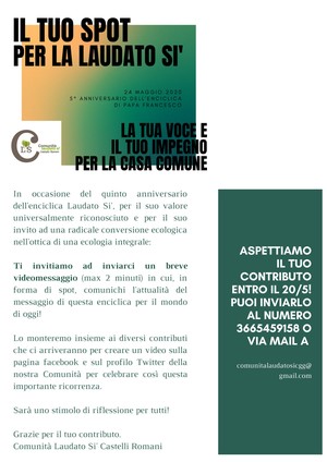 Contest per l'anniversario dell'enciclica Comunità Laudato sì