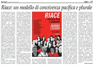 Riace, Musica per l'Umanità, Recensione sul Giornale La Voce