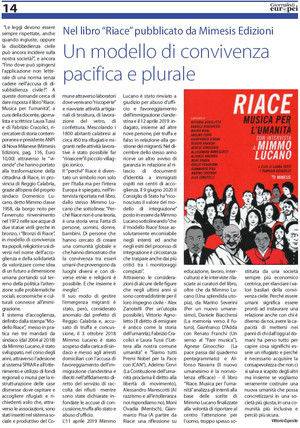 Il libro Riace, Musica per l'Umanità su Giornalisti Europei