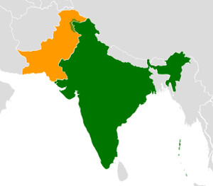 Il Pakistan (arancione) e l'India (verde)