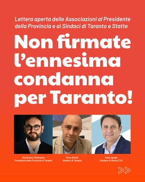 Non firmate quell'accordo! No all'accordo di programma sull'ILVA proposto dal ministro Urso!