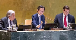 Il Presidente vietnamita della conferenza sul TNP (al centro)