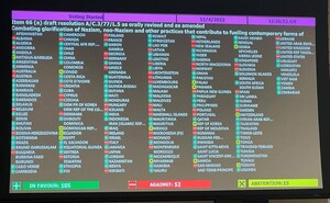 L'Assemblea Generale delle Nazioni Unite adotta una risoluzione per "combattere la glorificazione del nazismo, del neonazismo e altre pratiche che alimentano razzismo e xenofobia". La Germania vota contro.