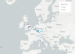 Mappa Basi USA in Europa