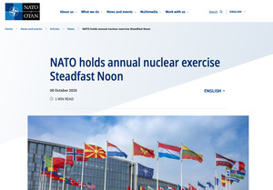 Annuncio ufficiale della NATO sull'esercitazione nucleare Steadfast Noon 2026. Conferma che si terrà in Italia.