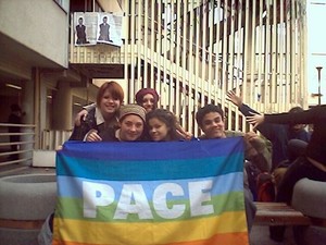 Anche se non è appesa, l'abbiamo esposta nel cortile della nostra facolta di psicologia di Roma!